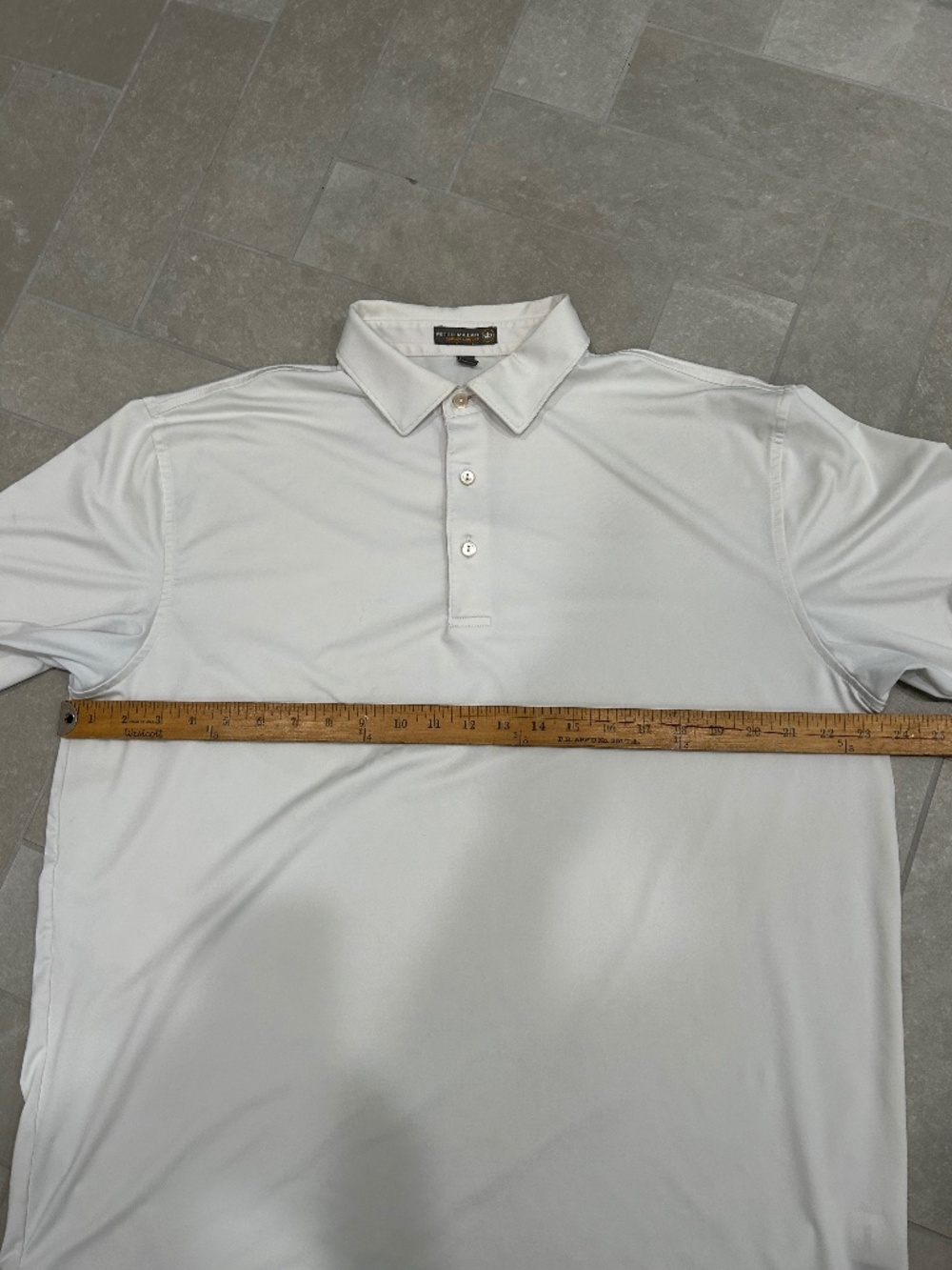 Peter Millar Summer Comfort EUC Men L performance fabric white polo shirt golf